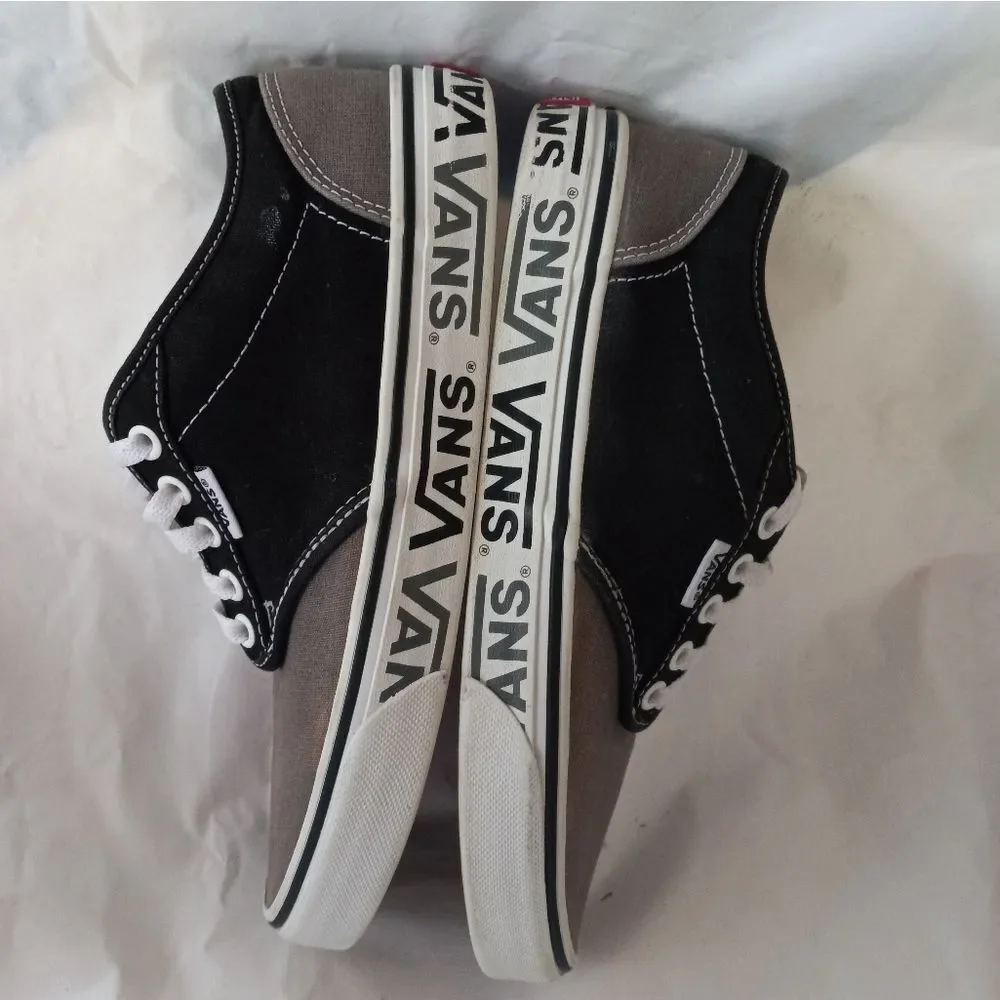 Vans Man's Atwood Sidewall Logo Grey/Black Skate Canvas Sneakers Size 7